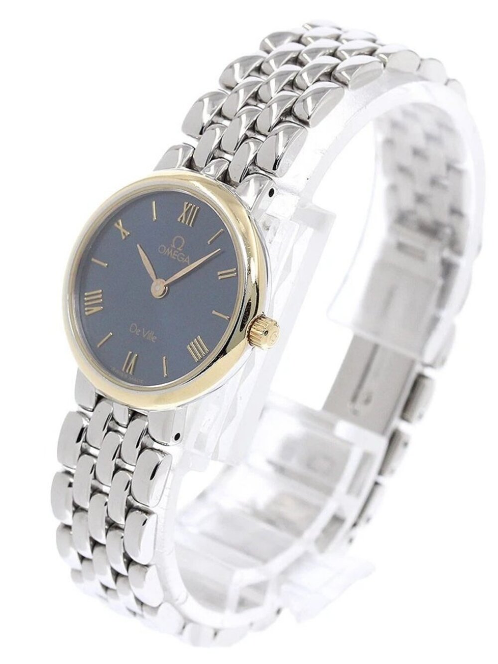 OMEGA De Ville YG bezel Navy Dial Quartz Ladies Watch_963421